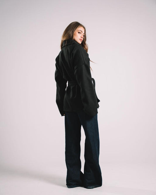 THE BLACK SOFT BELT COAT