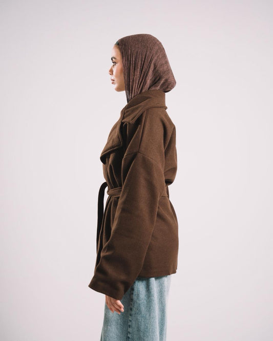 THE BROWN SOFT BELT COAT