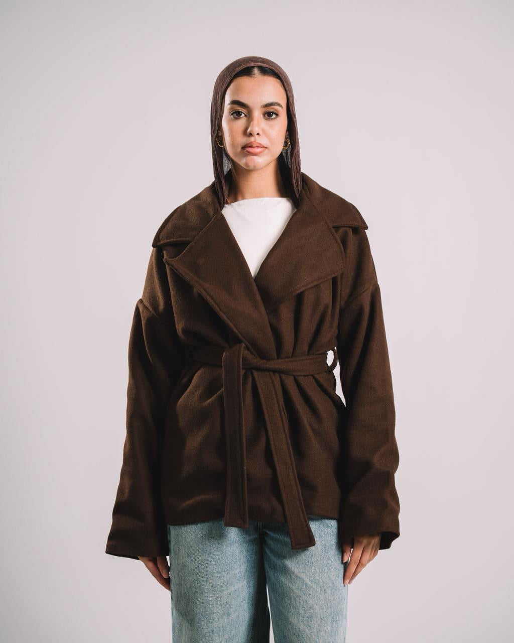 THE BROWN SOFT BELT COAT