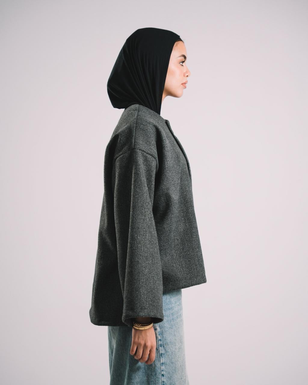 DARK GREY SCARF COAT