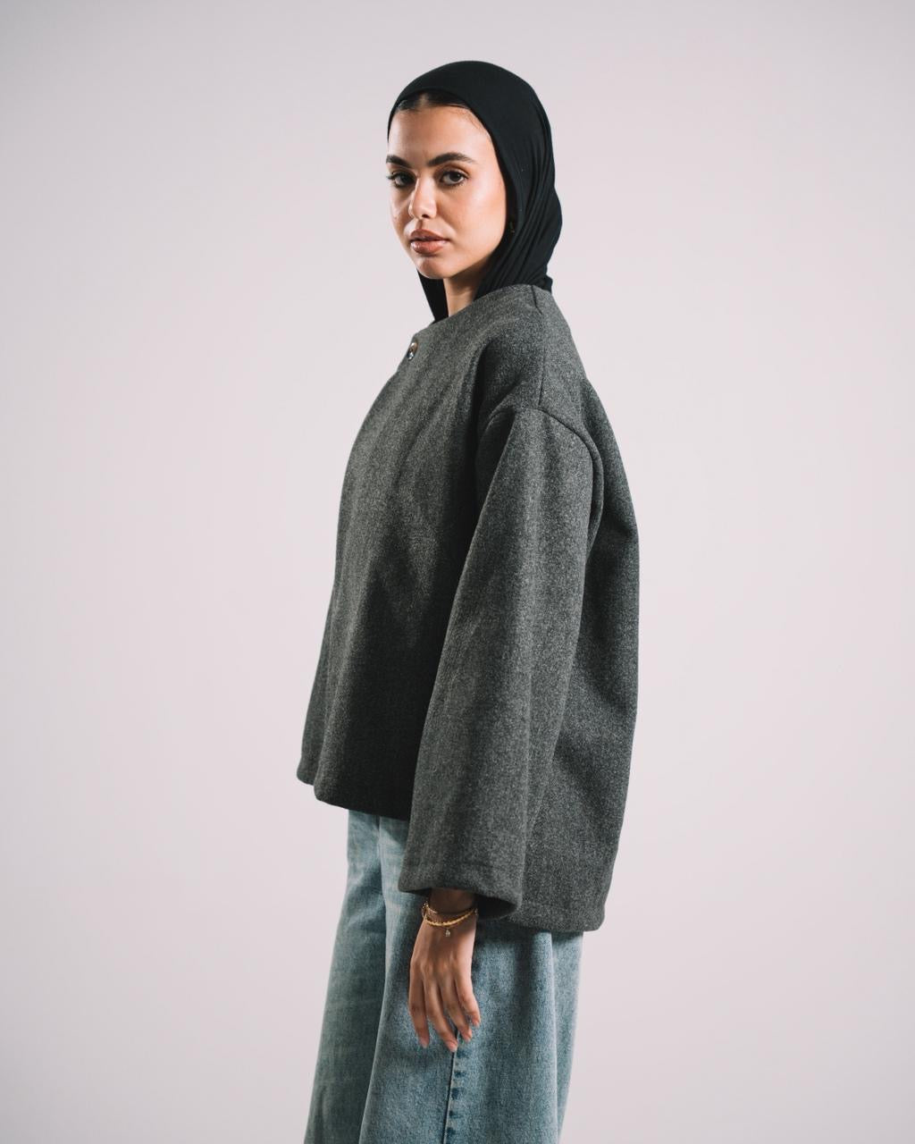 DARK GREY SCARF COAT