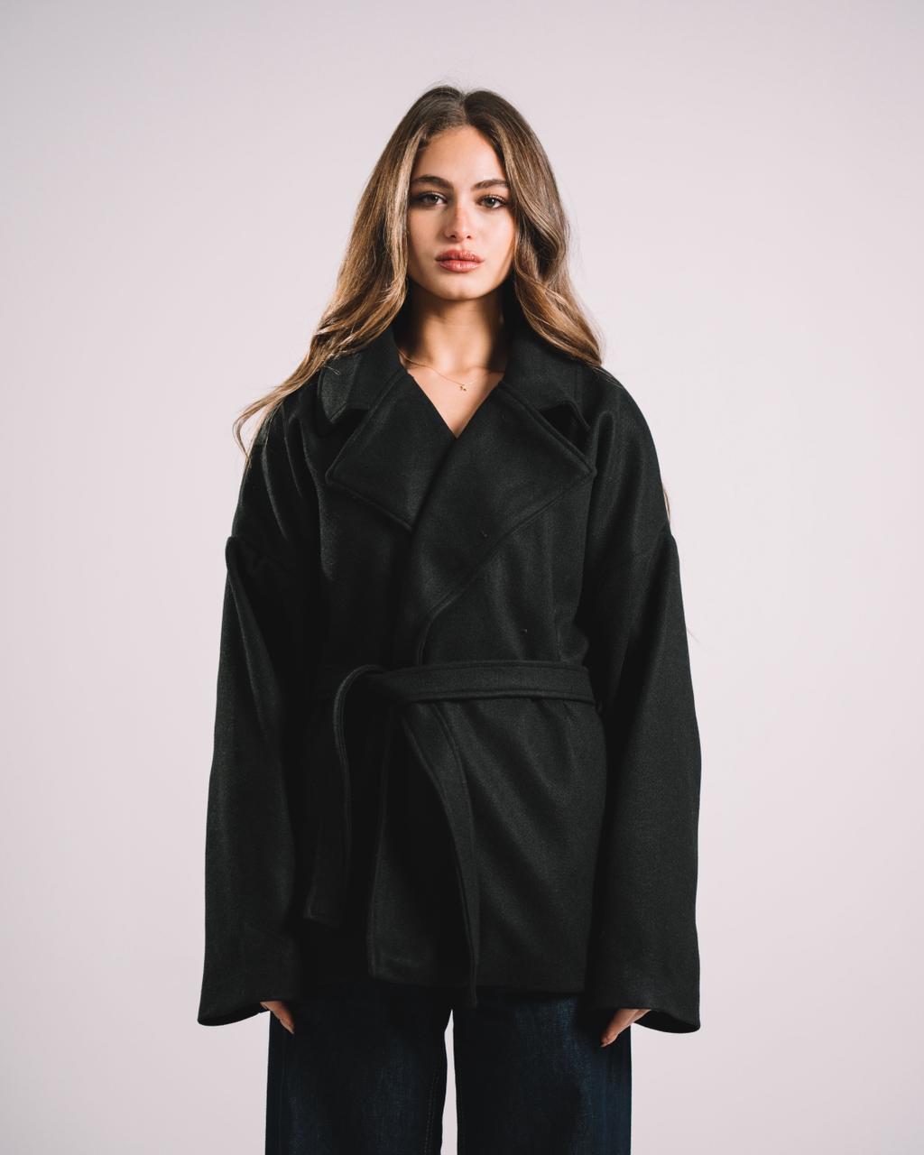 THE BLACK SOFT BELT COAT
