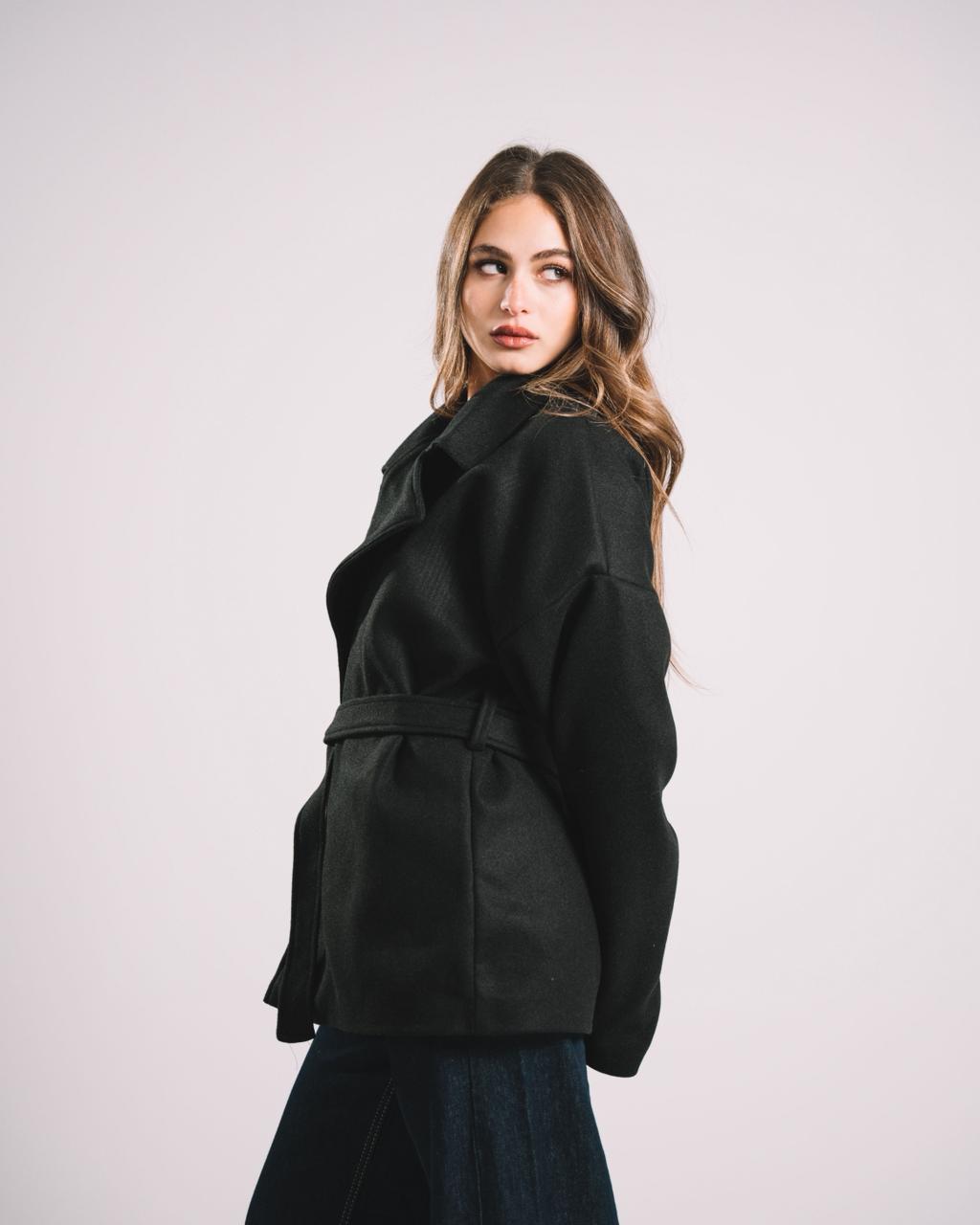 THE BLACK SOFT BELT COAT