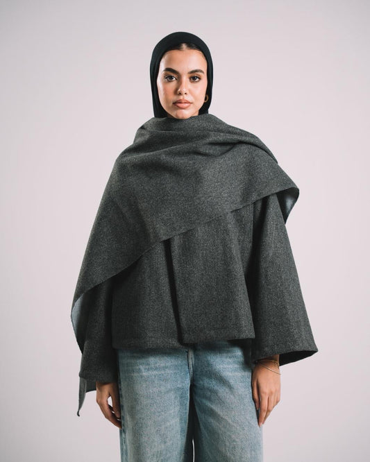 DARK GREY SCARF COAT