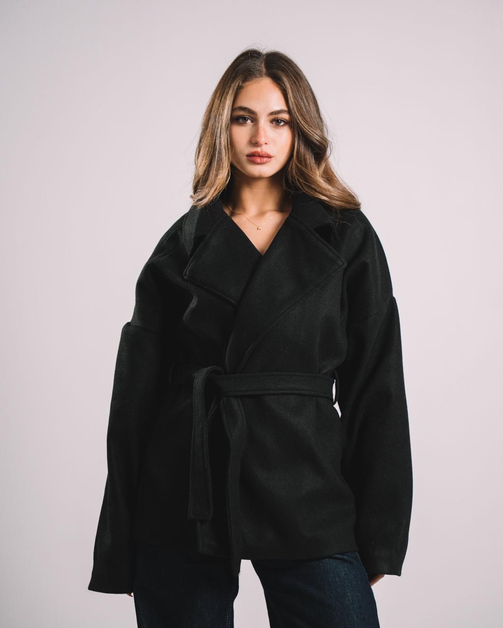 THE BLACK SOFT BELT COAT