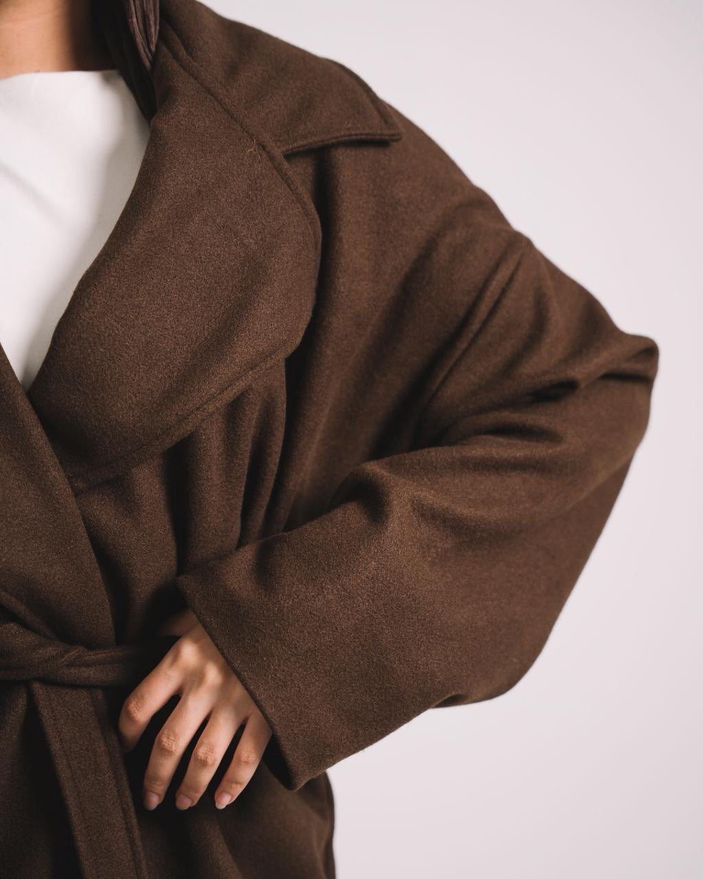 THE BROWN SOFT BELT COAT