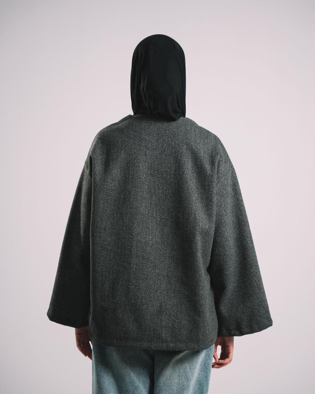 DARK GREY SCARF COAT